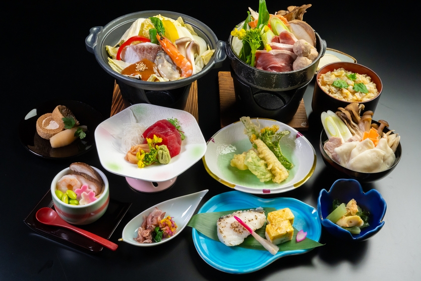 【2026春　一泊二食付き②】「山菜天ぷら」「真鱈の塩麹焼き」「桜鯛陶板蒸し」当館おすすめ和会席膳！