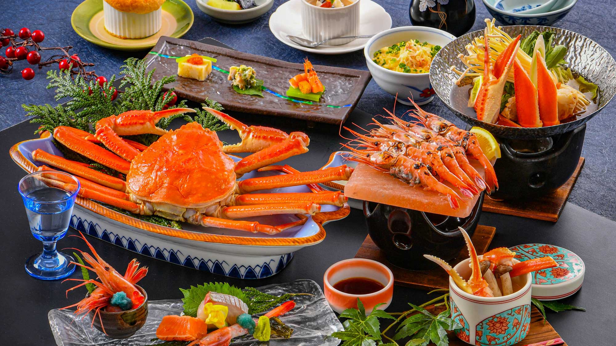 夕食｜海老蟹会席（献立例）