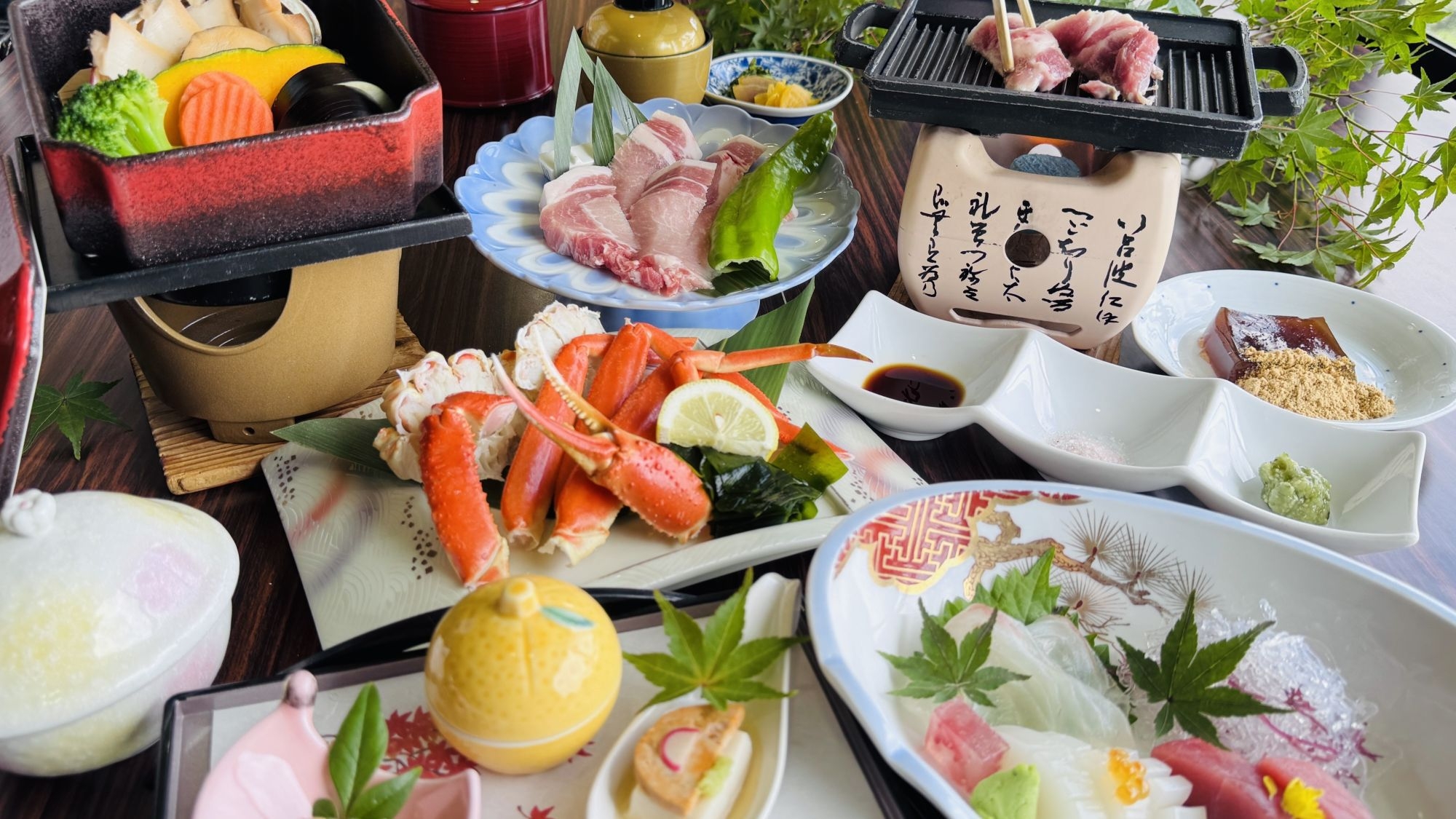 【三大味覚】奈良ブランドヤマトポーク・かに片身・あわびのコラボ会席