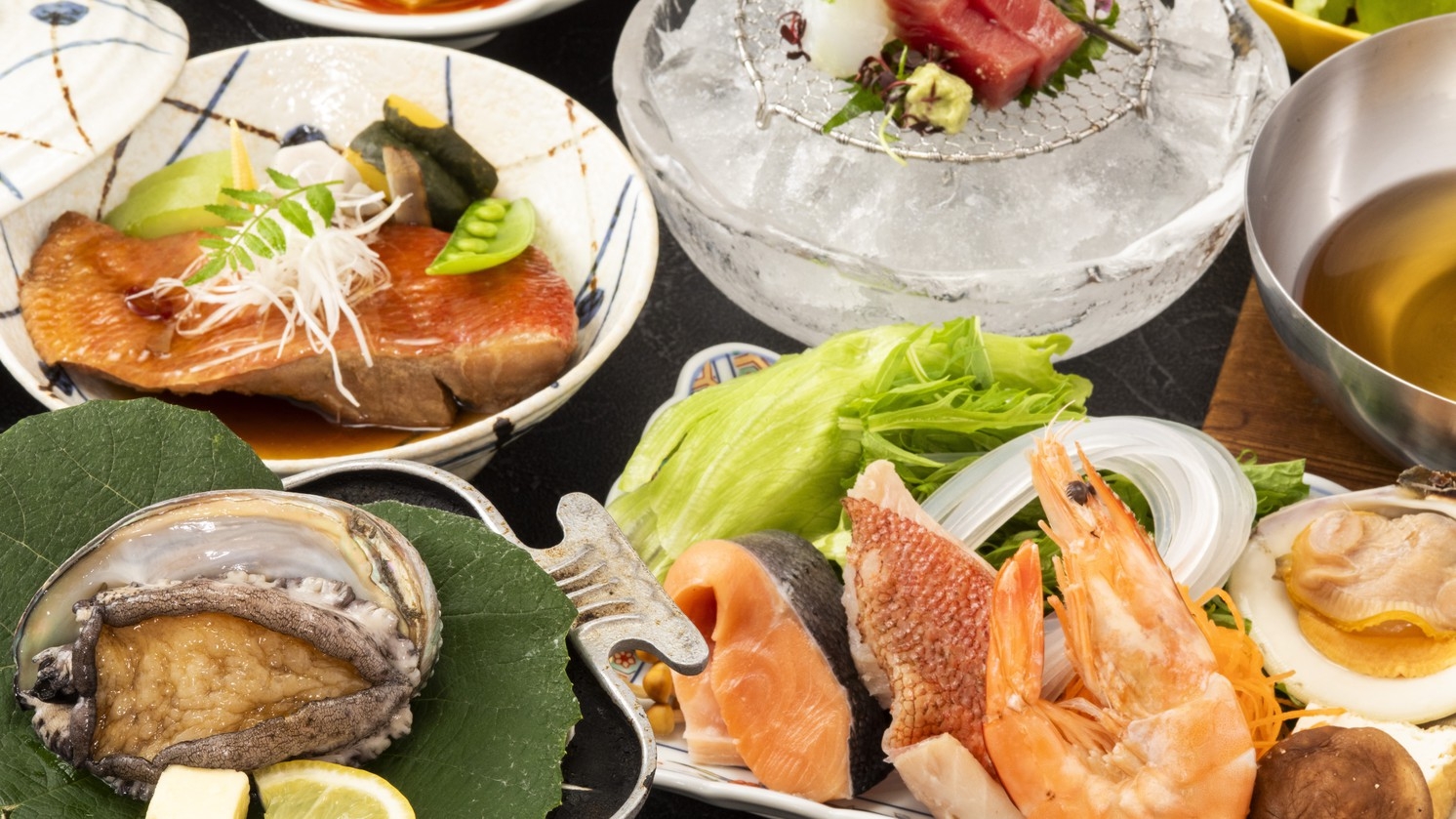 【海宝づくし 11品】海鮮づくし！鮑踊り焼き×旬のお造り５選×海の恵みを味わう海宝鍋