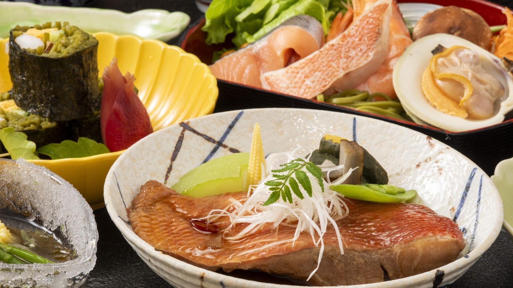 【彩り 10品】金目鯛煮付×お造り三種×旬のお造り 新料理長仕立ての彩り会席