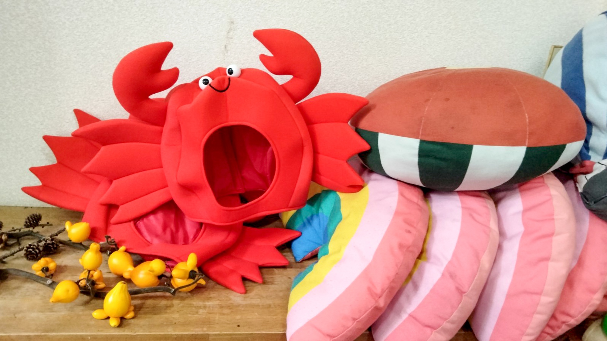 ・【蟹】ずがに料理にちなんだ被り物は大人も子供もご自由に。お料理と楽しい時間をご堪能ください