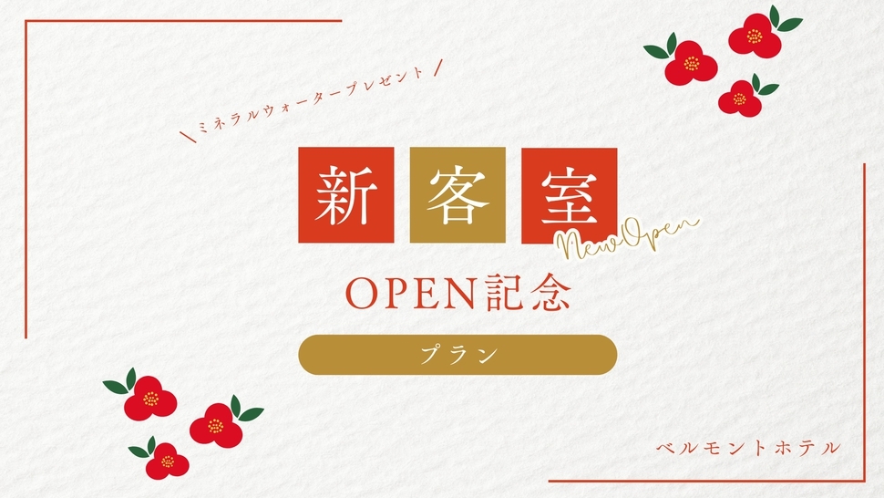 【WEB限定】14時IN/12時OUT/ミネラル水サービス＜新客室ＯＰＥＮ記念プラン＞（素泊まり）