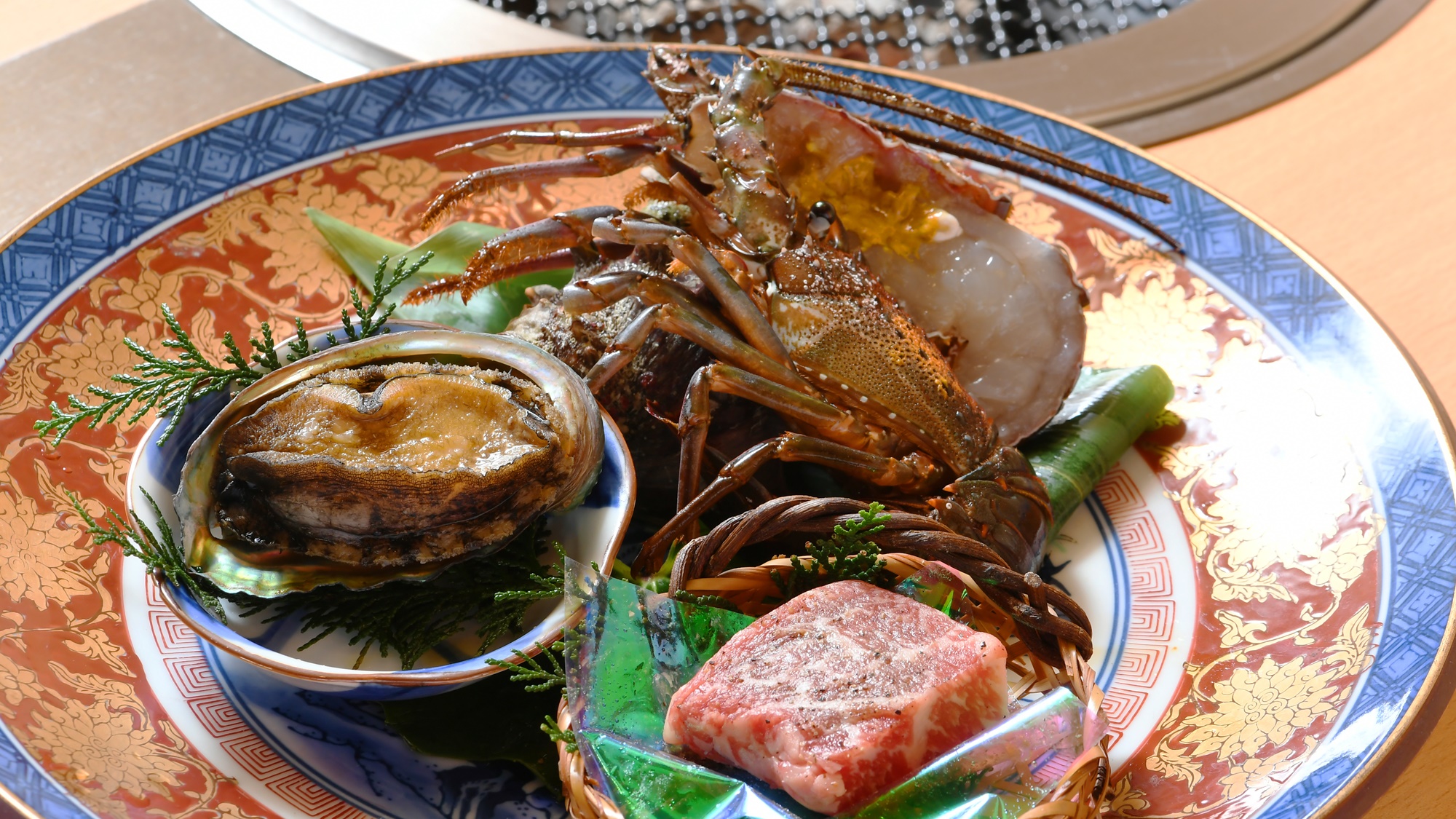  【炭火会席人気ＮＯ.１】海鮮炭火焼　メインが鮑・牛・伊勢海老からチョイスプランの選択食材