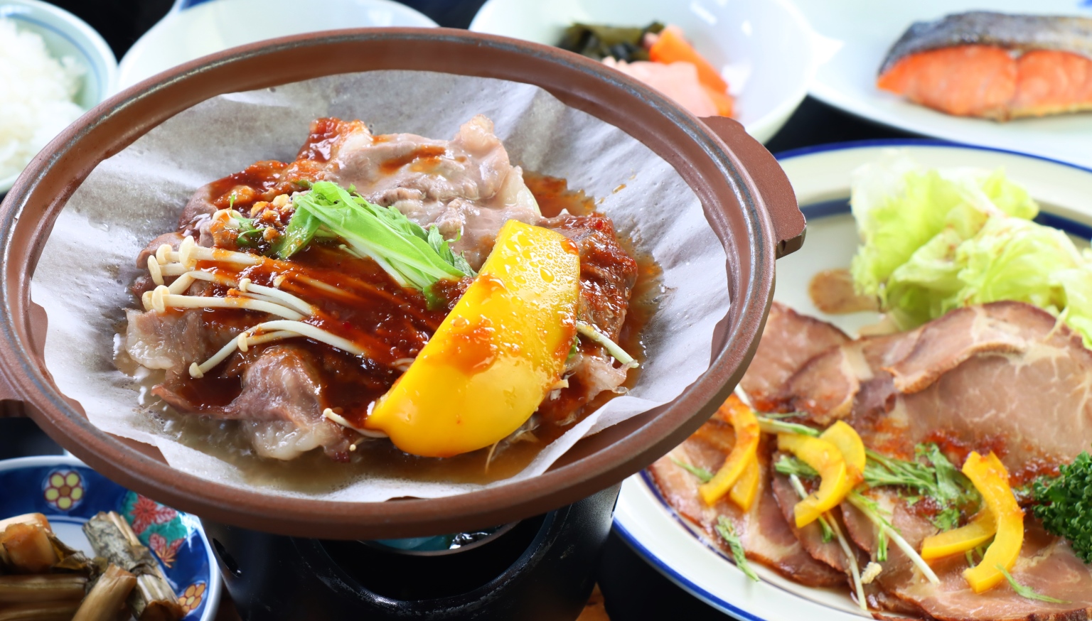 【お食事】メイン。旬の食材、郷土食を取り入れた長野県の味覚をお楽しみください。