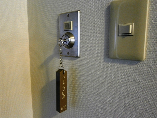 When you insert the room key into the keyhole, the electricity turns on.