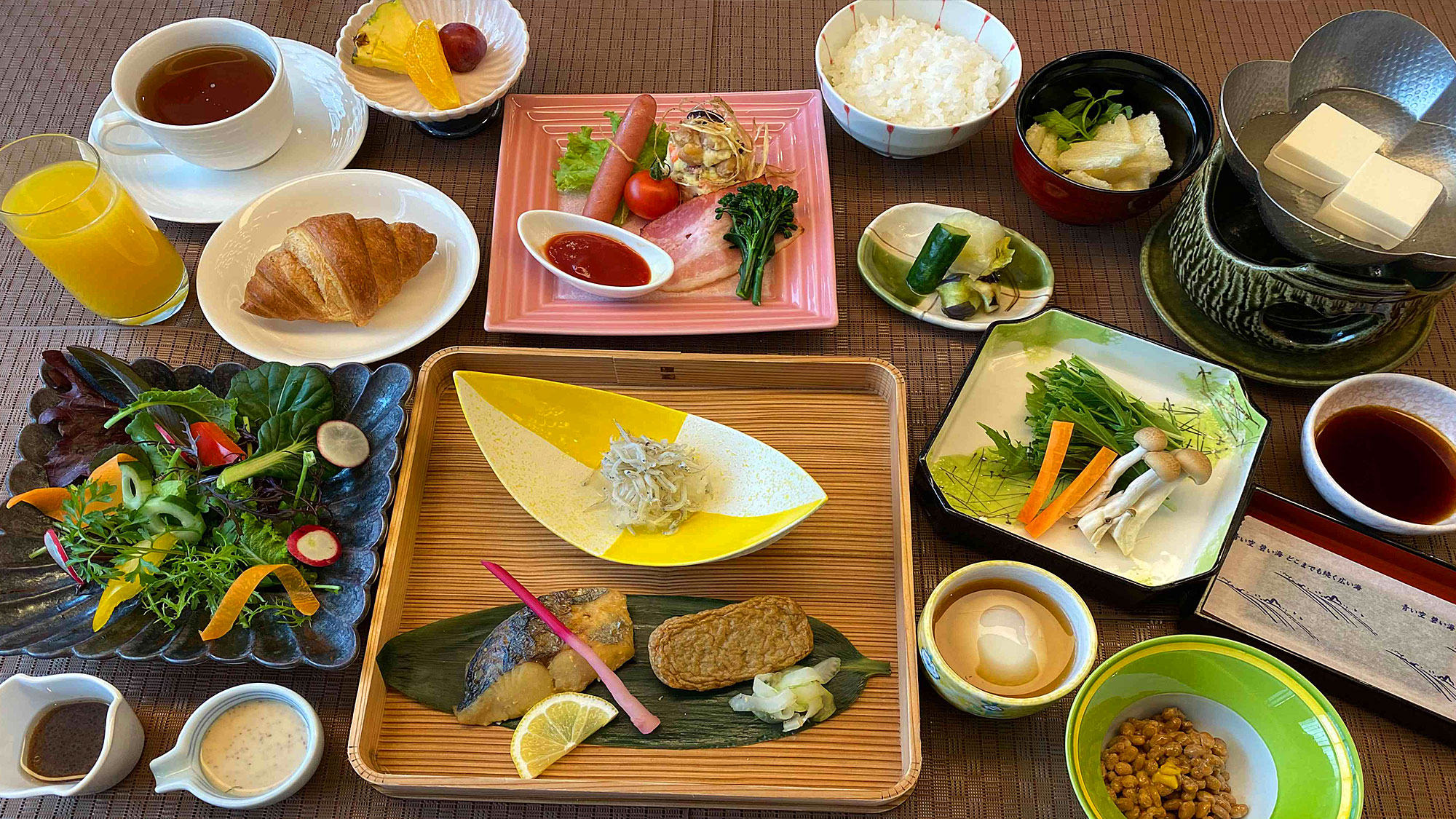 ＜朝食　和定食＞じゃこ天にポンジュース、松山あげのお味噌汁♪愛媛の食材がたっぷり楽しめる♪