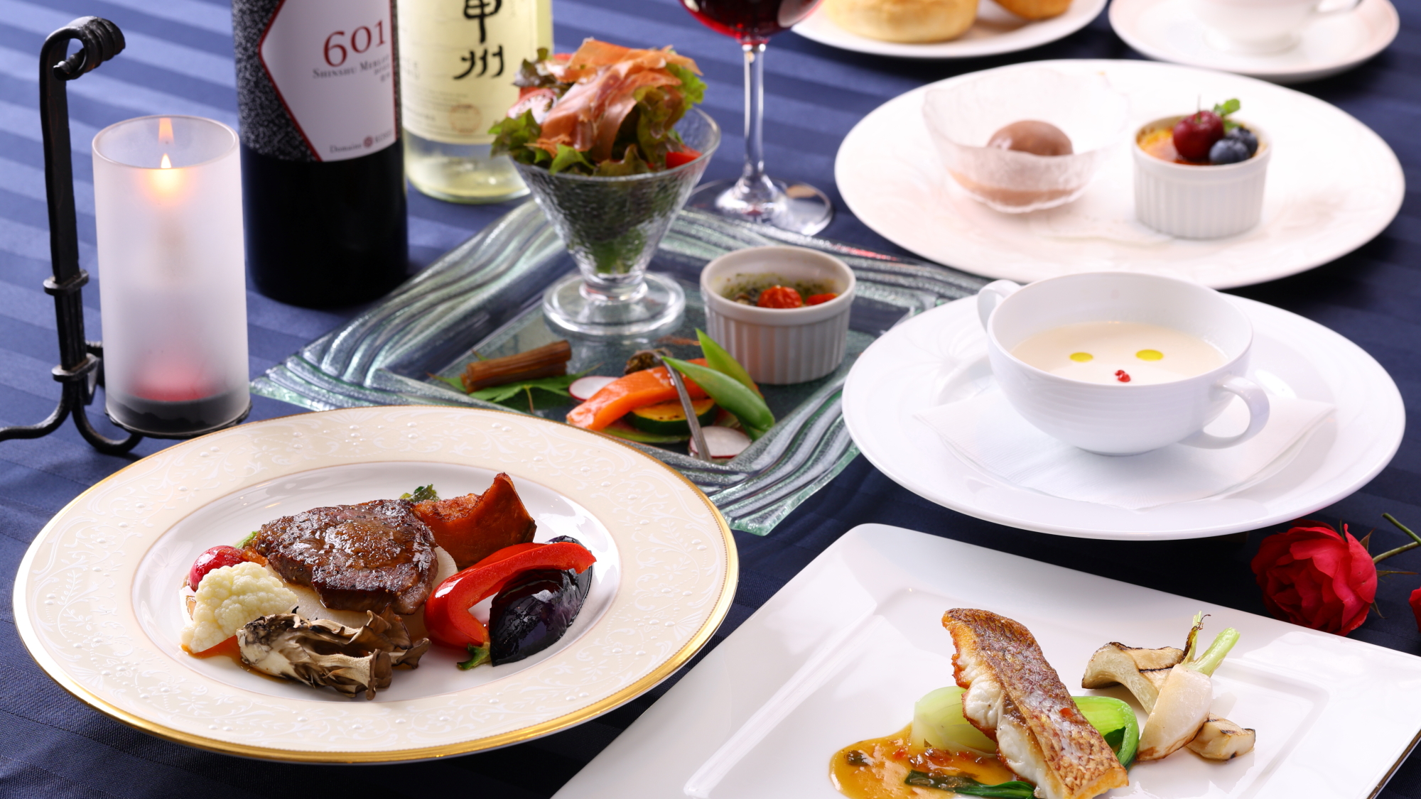 地元食材をふんだんに使ったこだわりのディナーコース