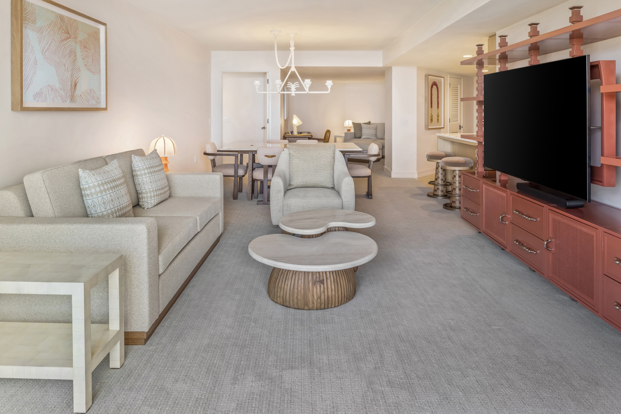 LXR プレミアム 1ベッドルーム オーシャンビュースイート（デン付）リビング一例