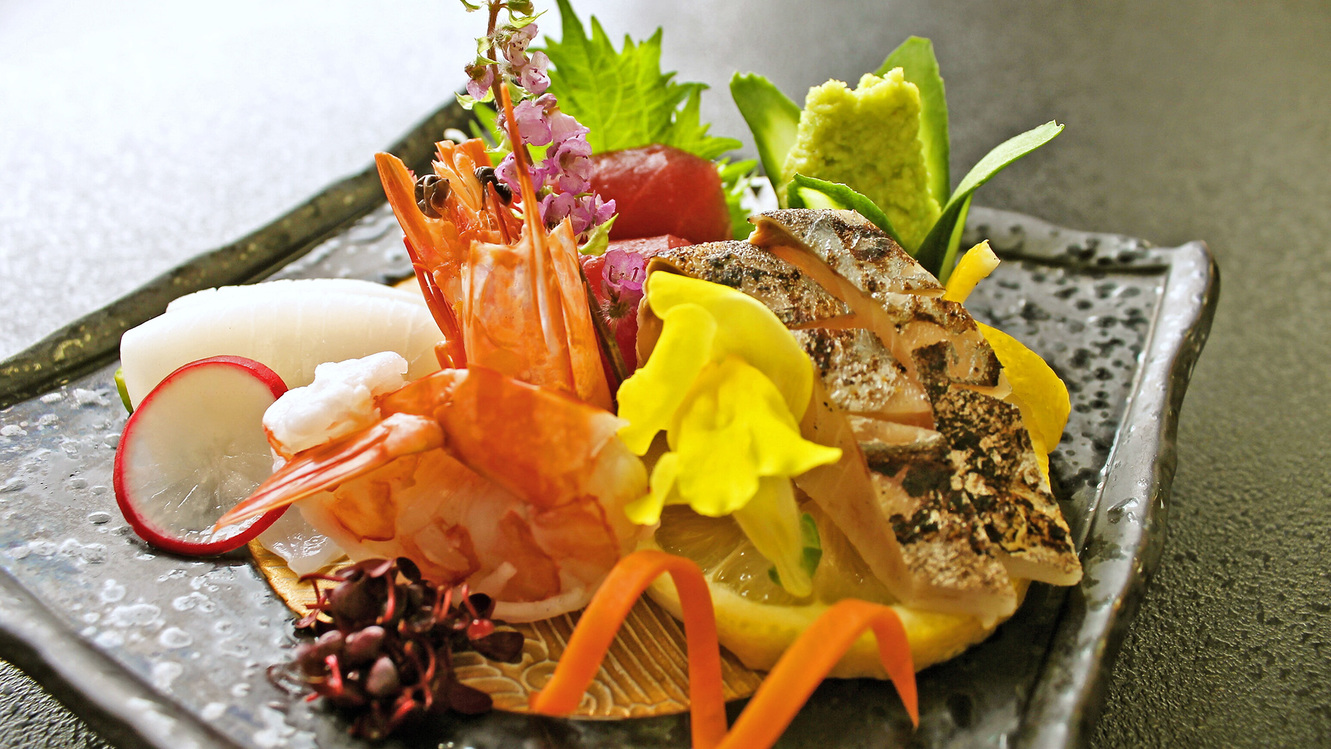 ＜鮮魚4種お造り・枝豆饅頭・牛ロース陶板焼き＞涼風の彩り「月見草会席」　＜6月〜9月＞