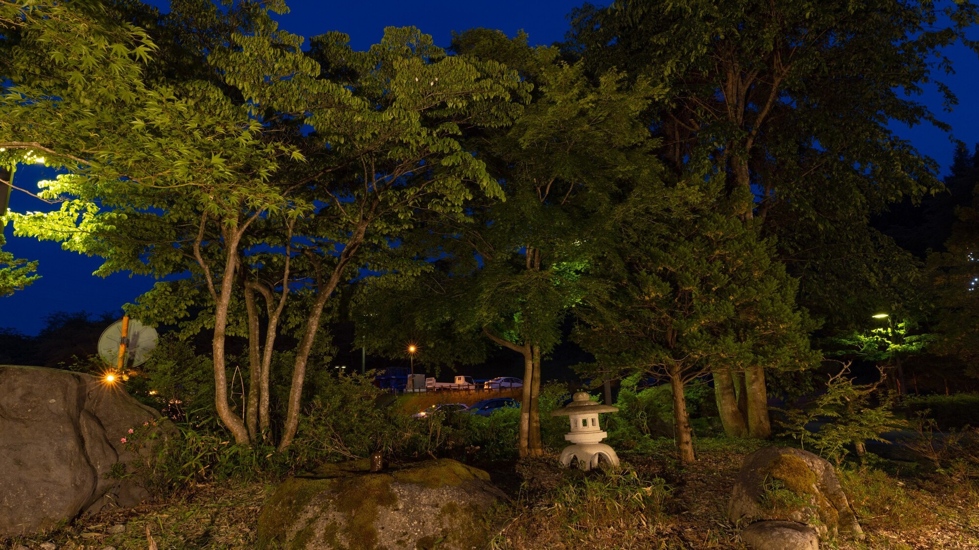 ラウンジの庭園　夜