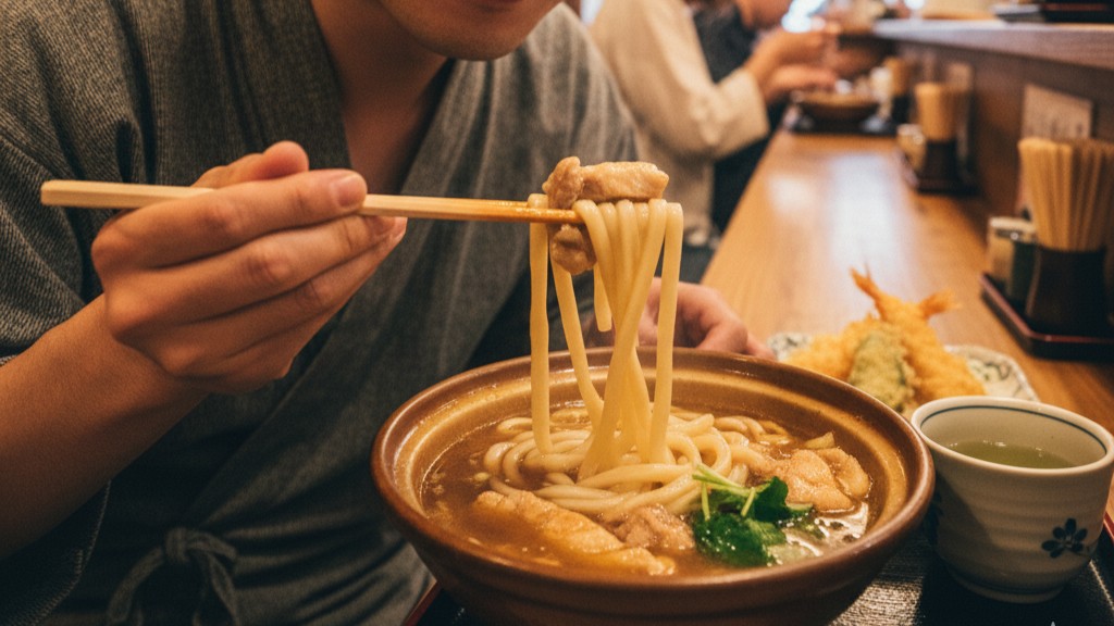 ここでしか会えない本場の味「かしわうどん」をご賞味ください※イメージ