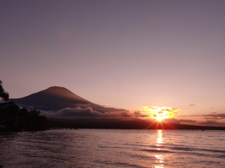 富士山と夕日
