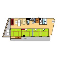 【禁煙】高層階和室4間（100平米）・キッチン付き＿間取り