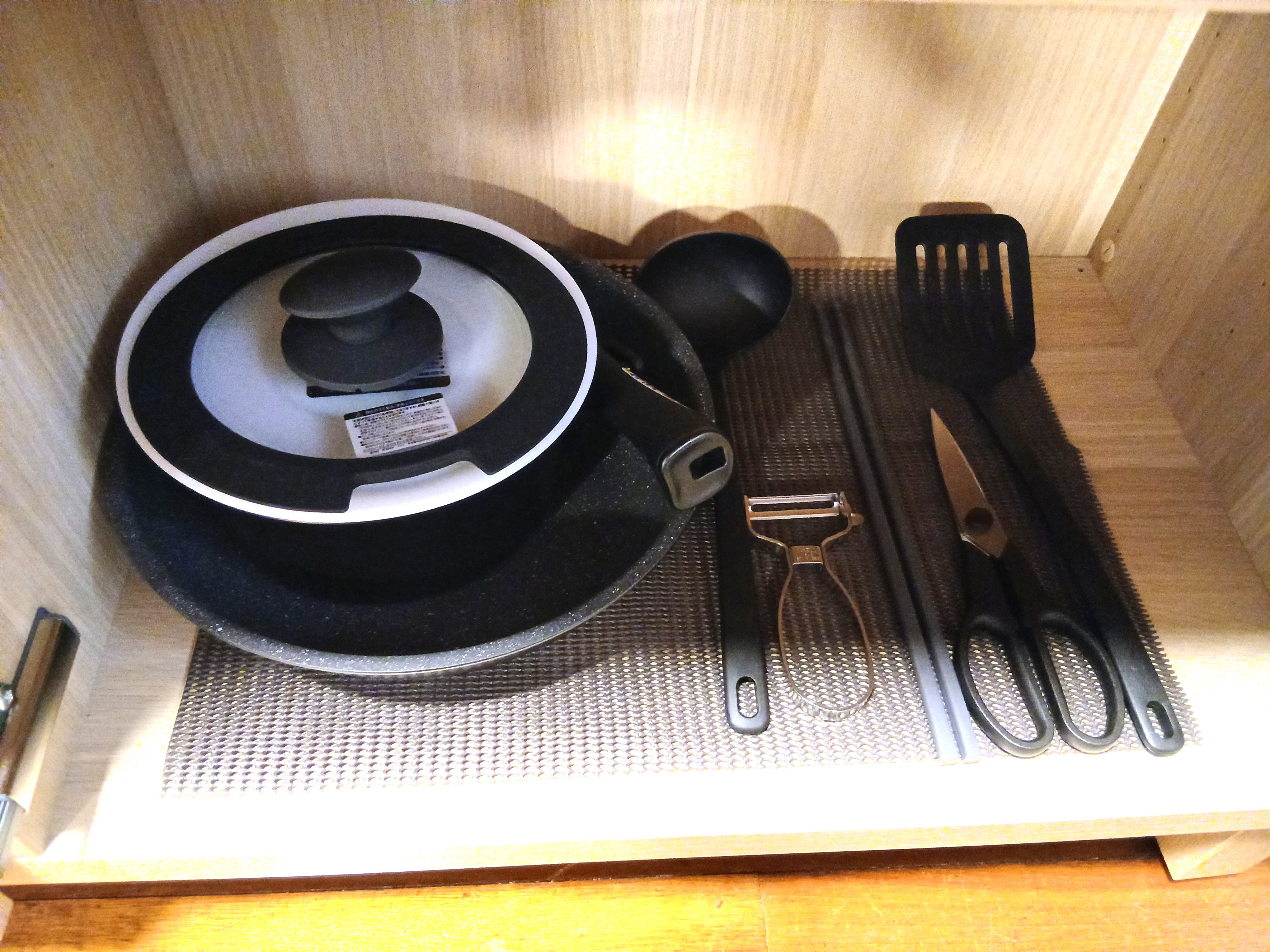 調理器具　キッチン付きのお部屋全室に完備