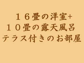 １６畳の洋室+１０畳の露天風呂付きテラスのお部屋