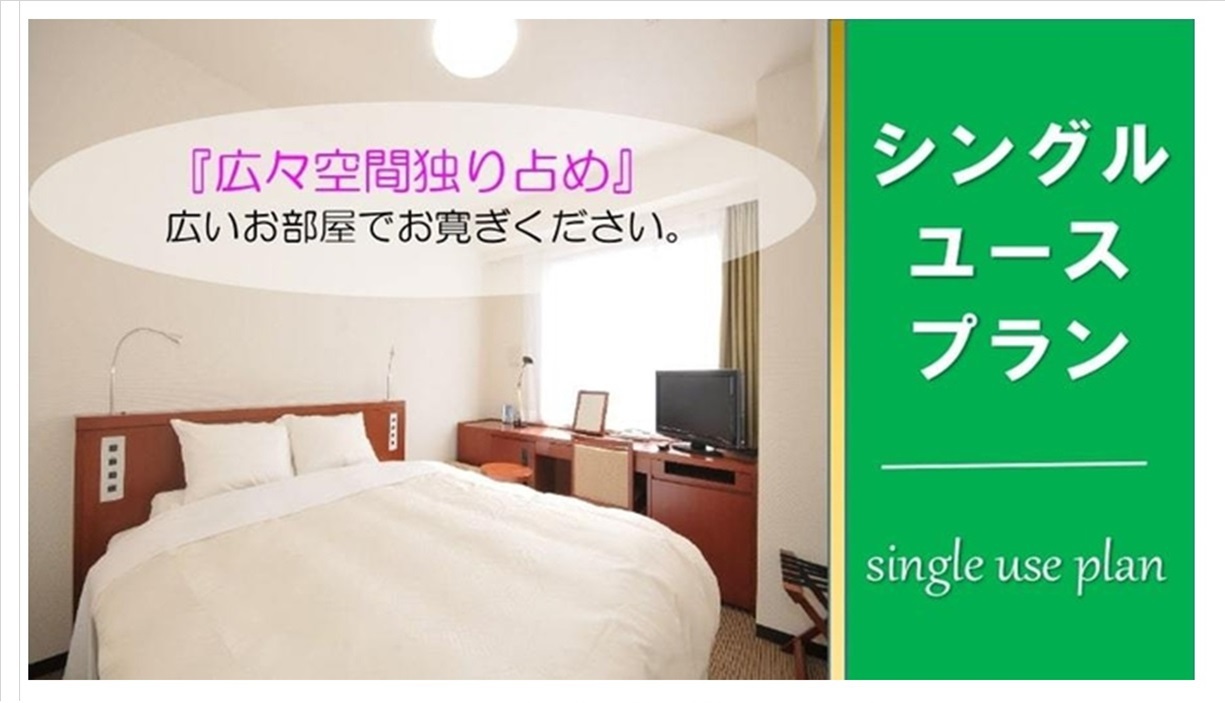 【シングルユース】ツイン・ダブルルームをお一人で。ゆっくりレイトアウト『素泊まり』◇ 天然温泉浴場有