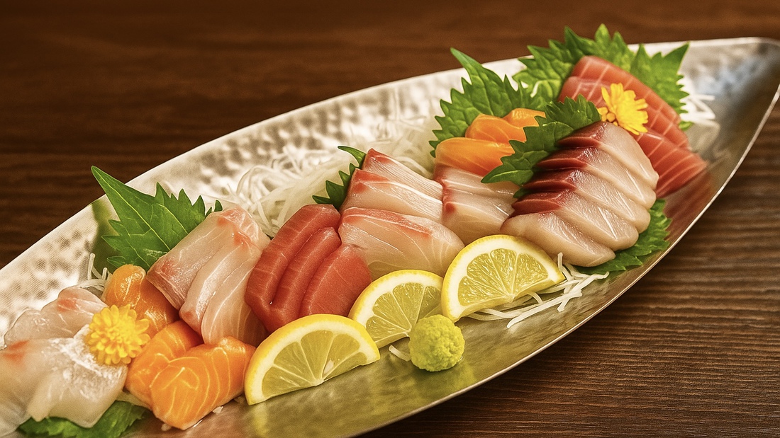 【旬魚の刺し盛り付き】天然温泉と黒毛和牛の会席料理プラン