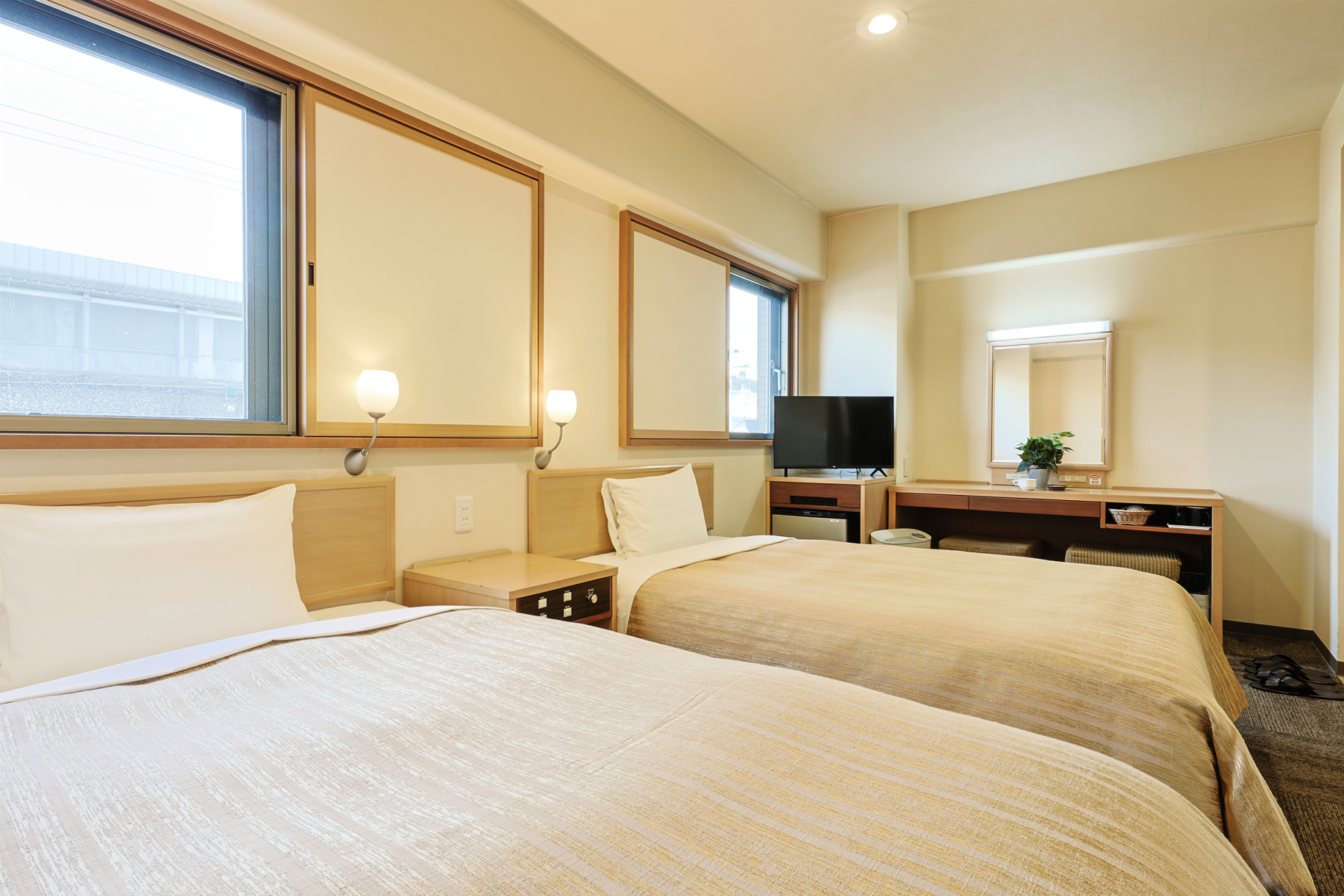 【シルバーツイン】バリアフリー仕様の喫煙ツインルーム