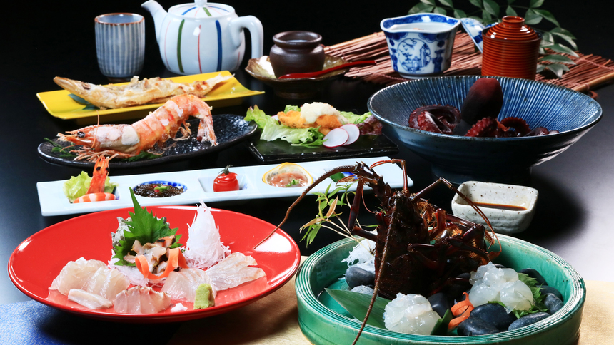 新鮮食材の活き料理！『伊勢海老お造り』×『磯乃香コース』【名鉄海上観光船割引】