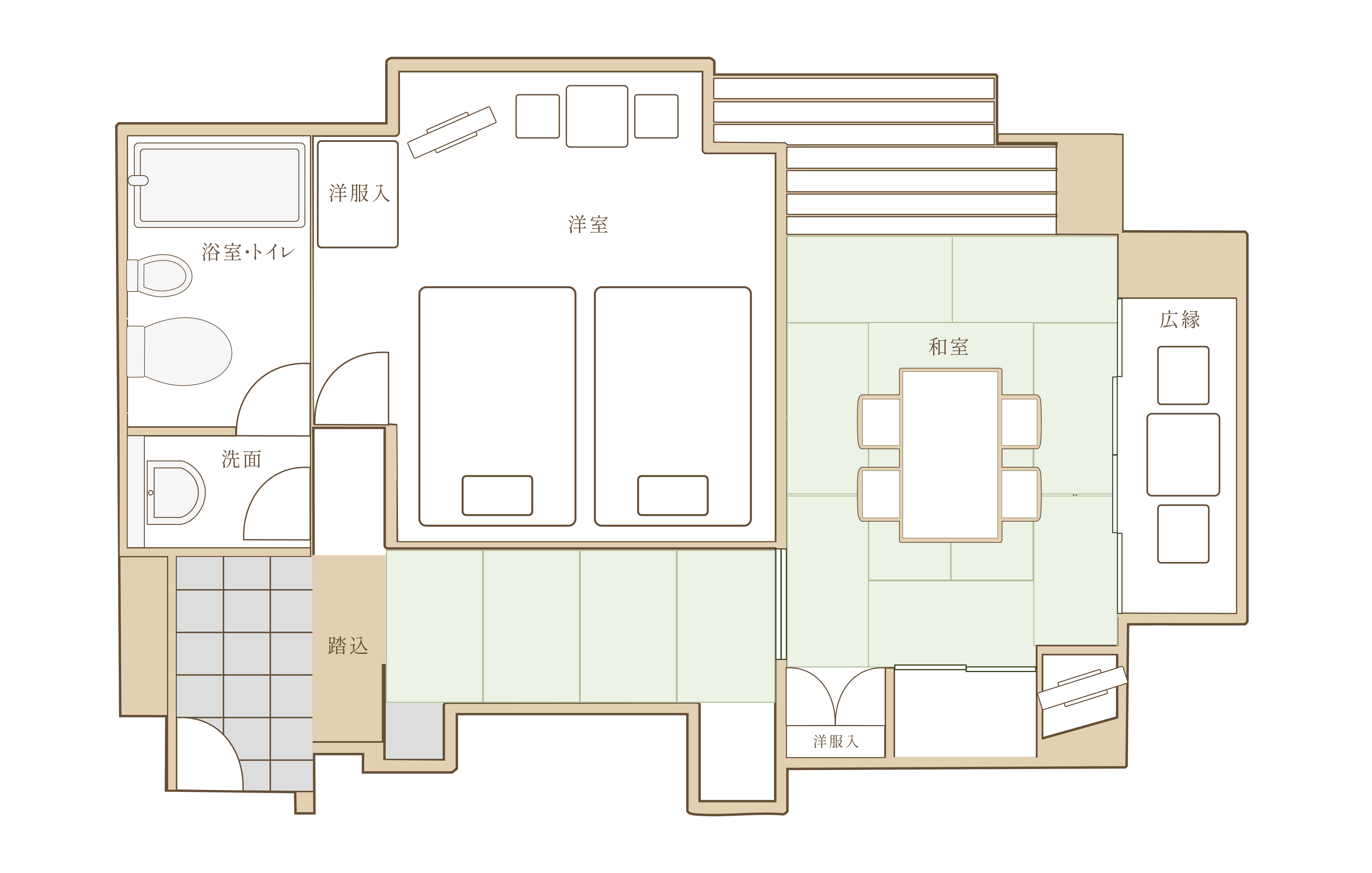 デラックス和洋室｜65平米（居間10畳）