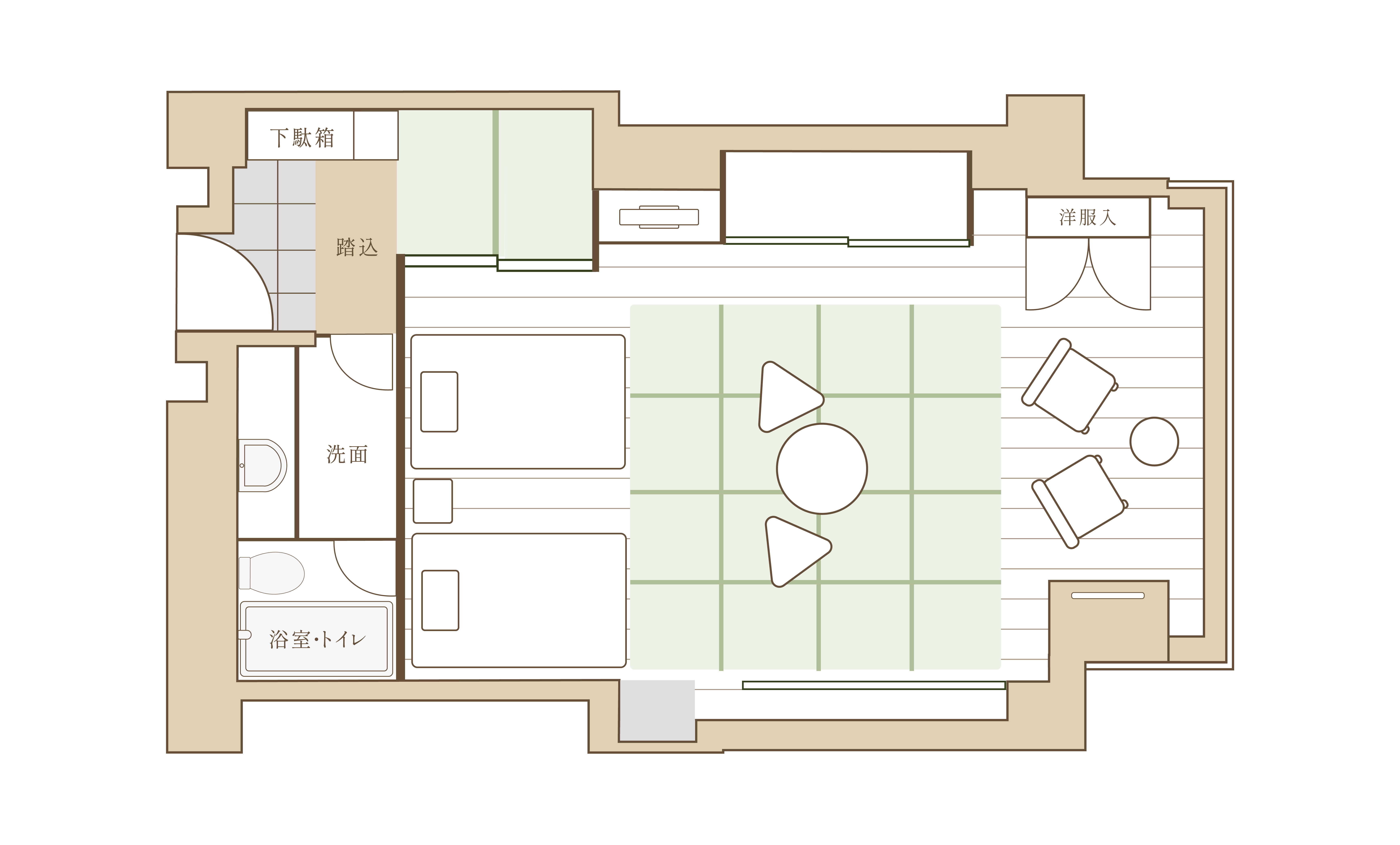 くつろぎ和モダンルームB｜47平米（居間12畳）