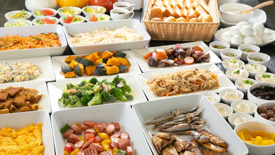 【朝食バイキング】野菜たっぷりの健康朝食をビュッフェ形式にてお召し上がりください