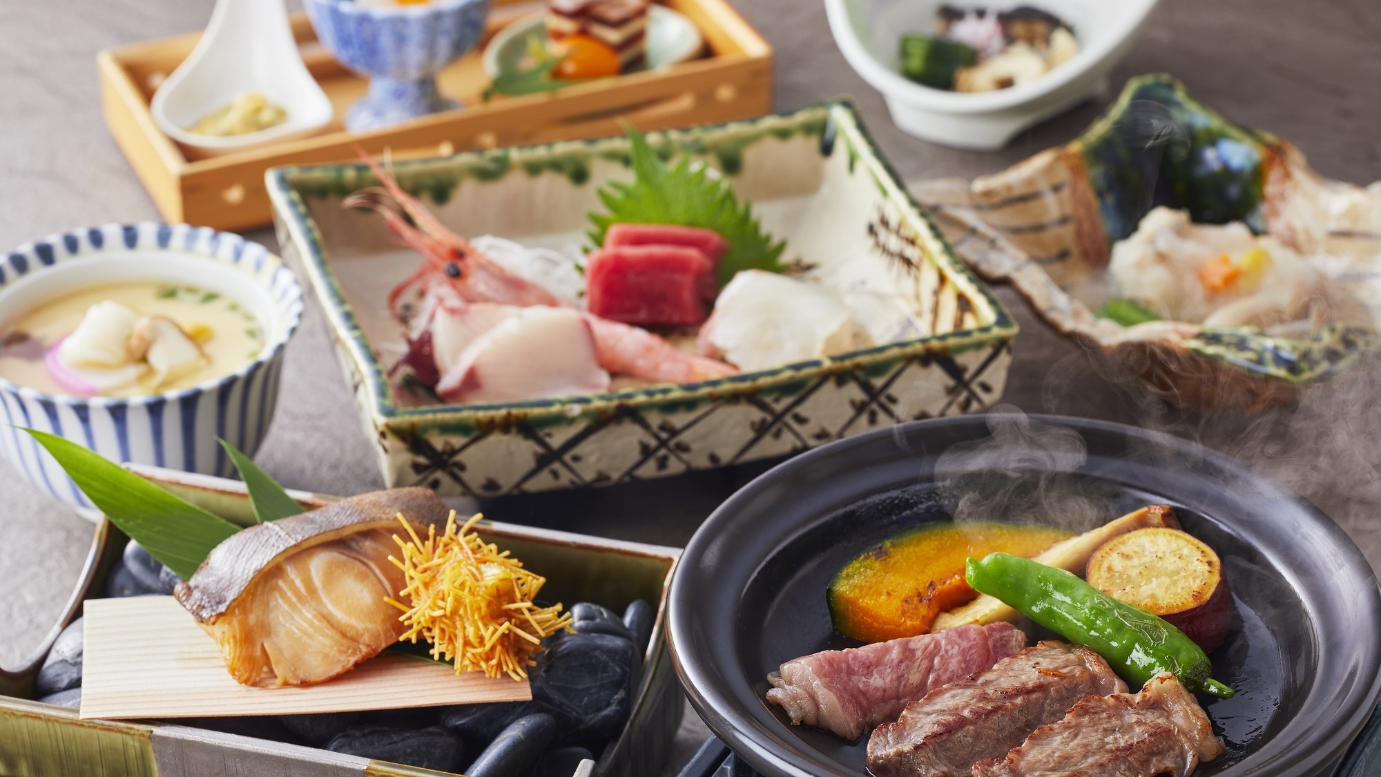 【土地の恵み会席】福井の海と山の幸を堪能するコース☆朝食ビュッフェ　「蟹」食べ放題