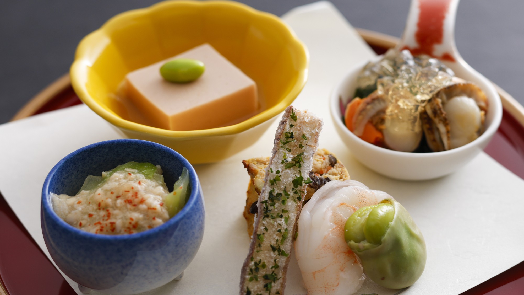 会席「季節の前菜盛り合わせ」