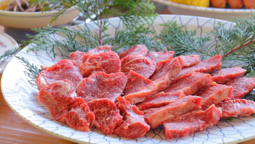 【グレードアップBBQ】豪華『焼き蟹＆焼きイカ』が付いた！海の幸×高原野菜×和肉！贅沢BBQプラン！