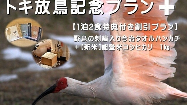 【特典2点付きプラン：トキ放鳥記念宿泊プラン第2弾プラス】　夕食「能登の里海会席」朝食「ビュッフェ」