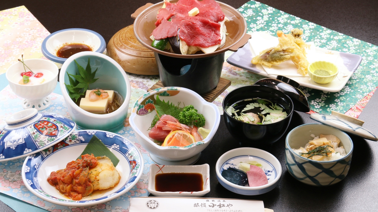 ＊【摺上川-kawa-】旬の食材を使ったオリジナル料理と牛肉の陶板焼き♪100％天然温泉を楽しむ♪