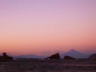 夕日の富士山