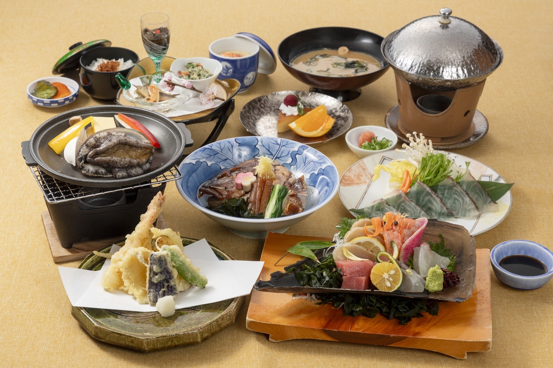 【松プラン】海幸はあわび！山幸は阿波尾鶏など全10品！選べる「海幸」コース or「山幸」コース