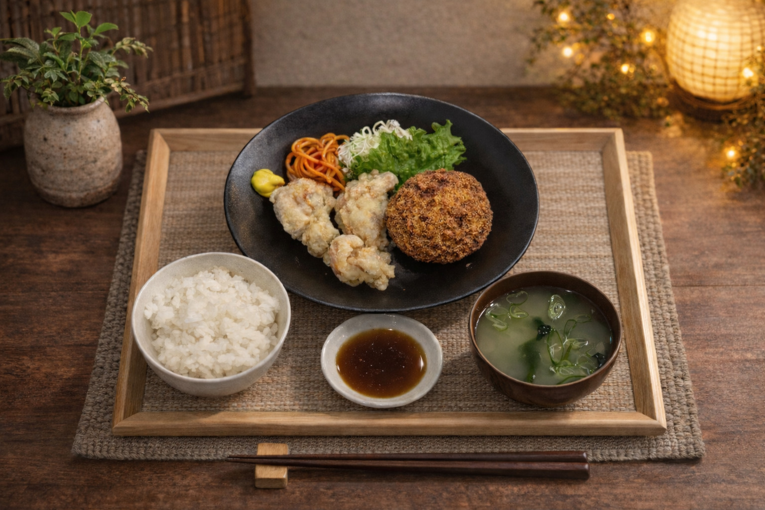 【新別府名物"メンコロ"＆選べる3種のおかず】メンコロ定食