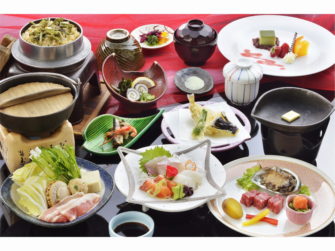 あわび国産牛会席