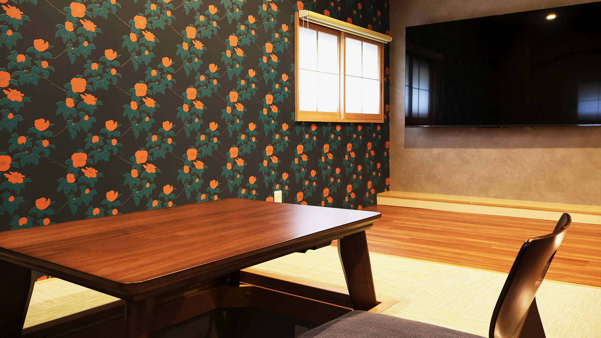 和楽～和モダンスタイルルーム～：和の落ち着きと現代的な機能性を兼ね備えた、1室限定の特別ルームです。