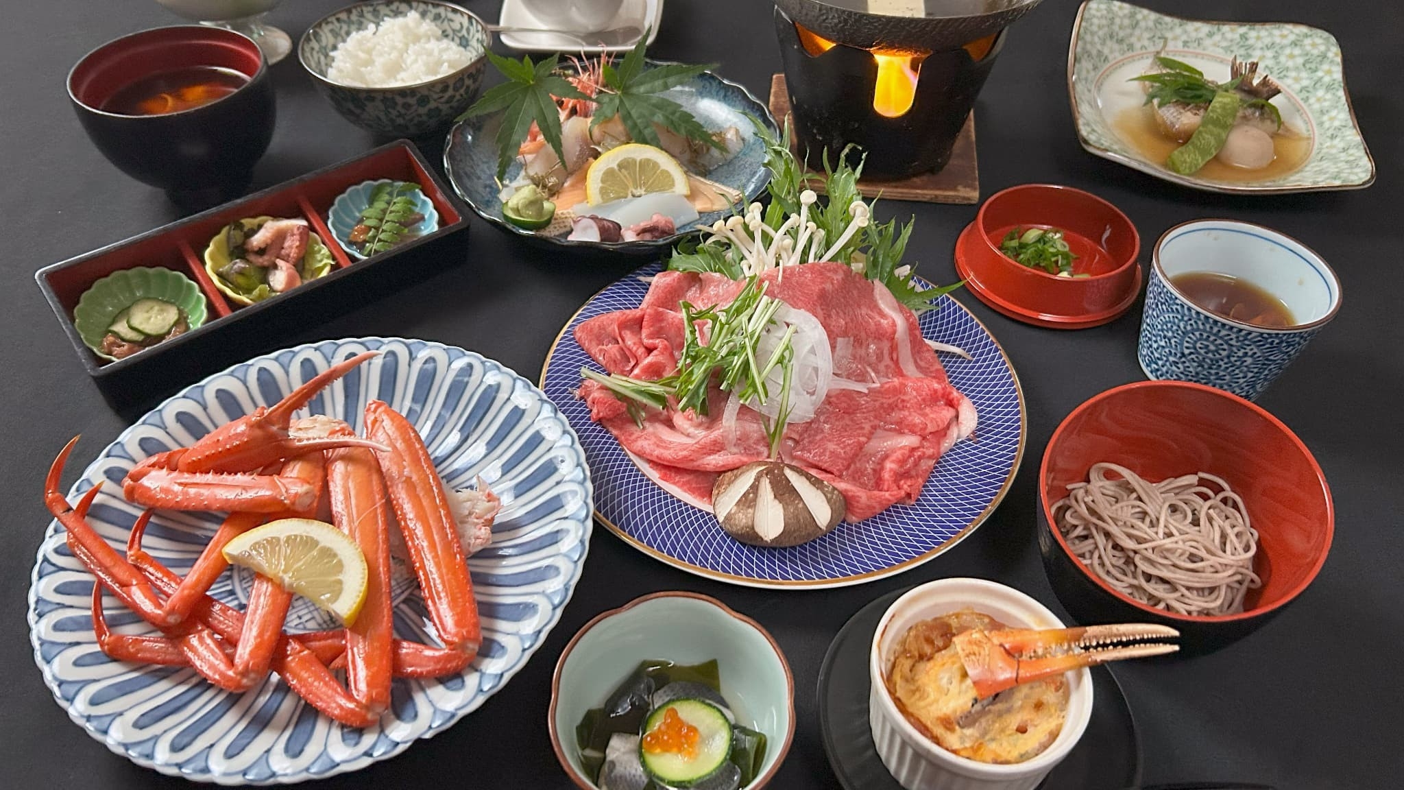 【外湯券付】夕食のみ（朝食なし）『旬膳』ご当地グルメ「かに・旬の焼き魚・牛しゃぶ」