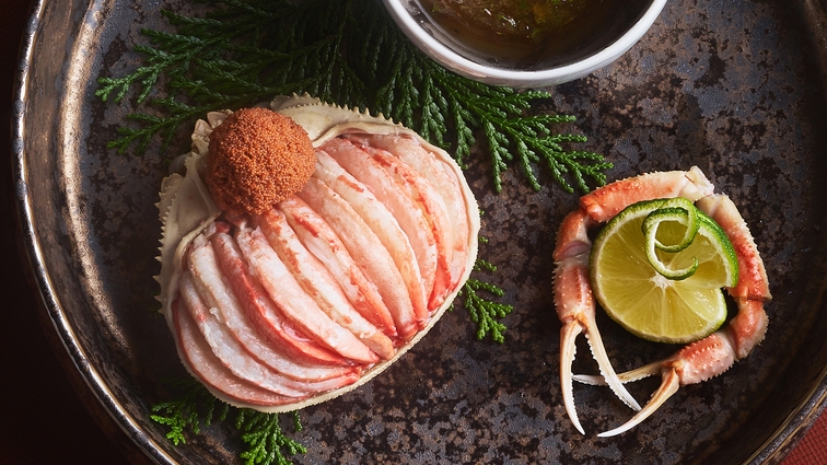 ＜平日割3000円引＞全品タグ付・匠仕立ての活蟹フルコース〜極 Kiwami〜貸切温泉・カフェ朝食付