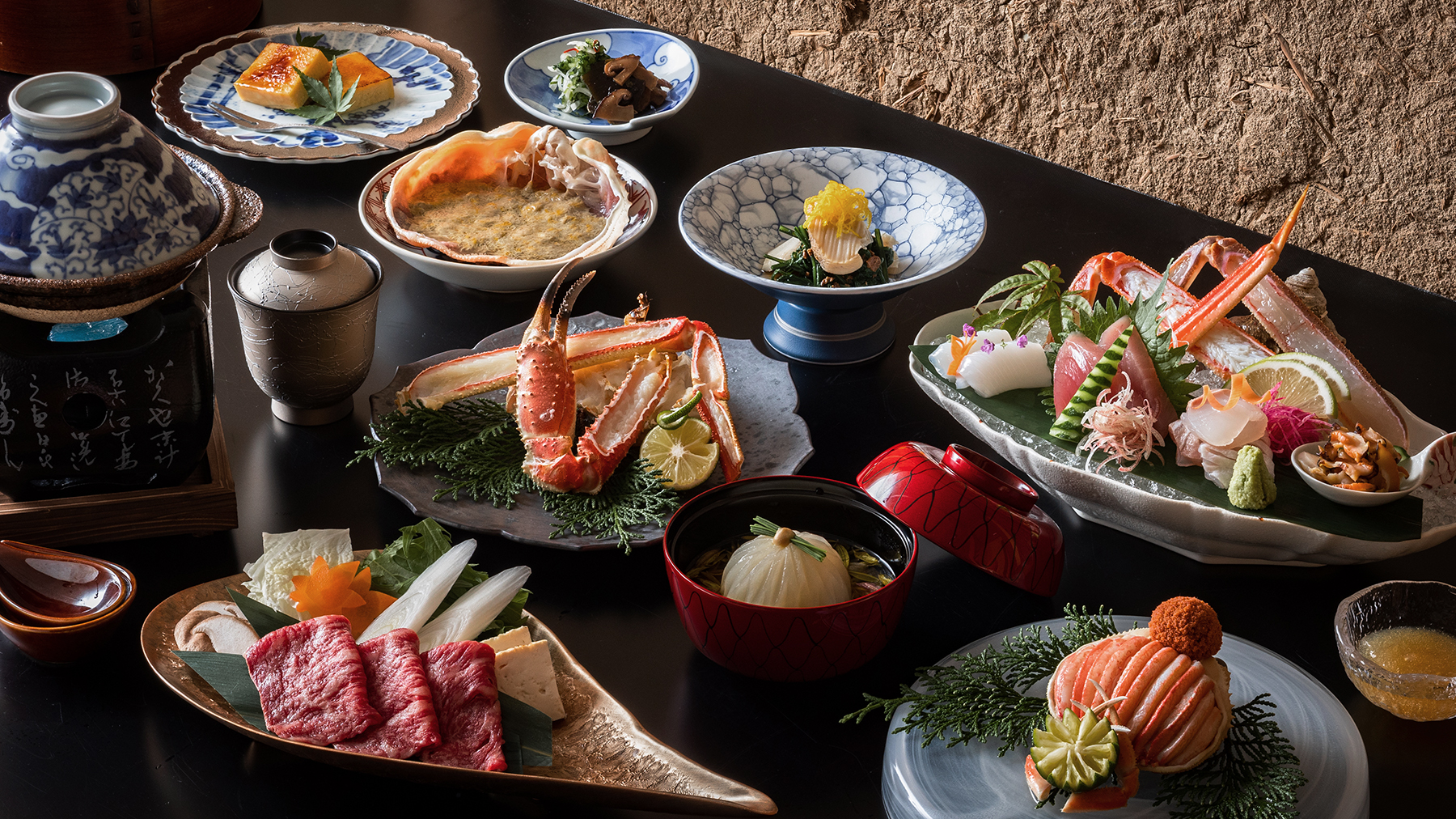 活･松葉蟹&times;但馬牛コース〜茜 Akane〜（一例）