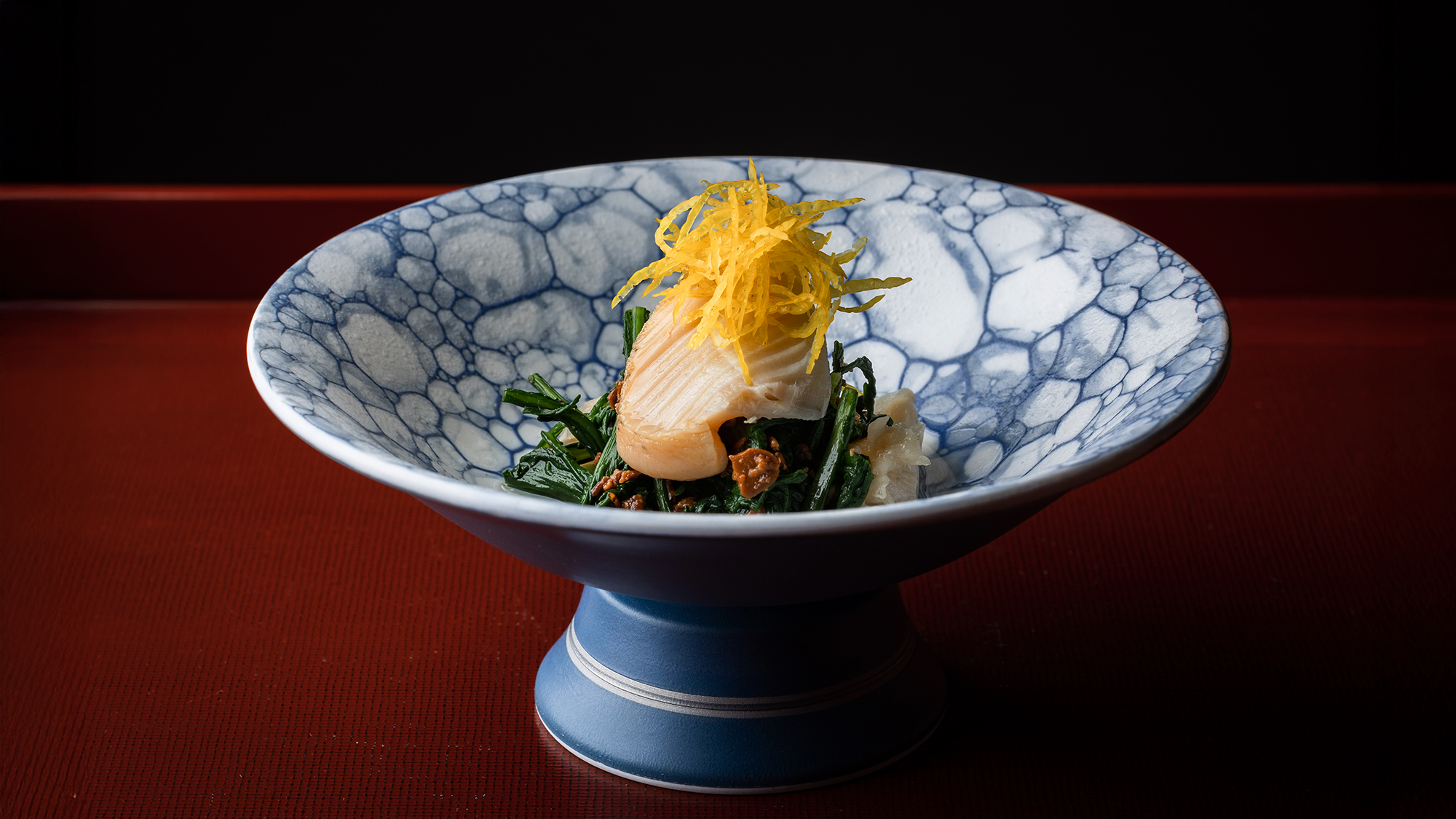 ばい貝と春菊のもろみ和え