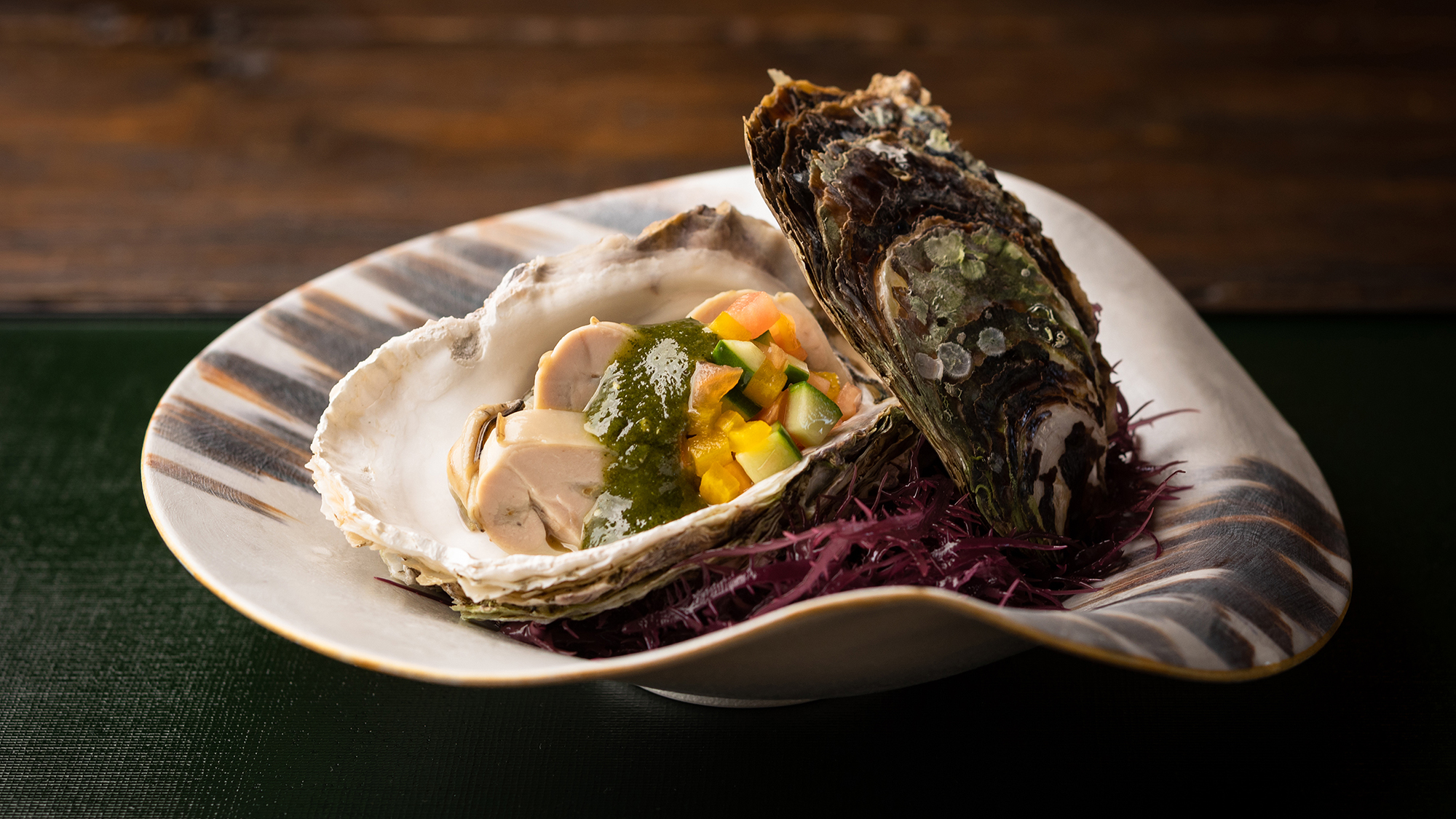 冷菜：岩牡蠣と夏野菜 ジェノベーゼ風