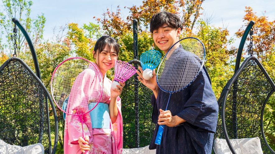 【日本庭園】バドミントンの貸出もしています♪大きな羽だから打ちやすい！