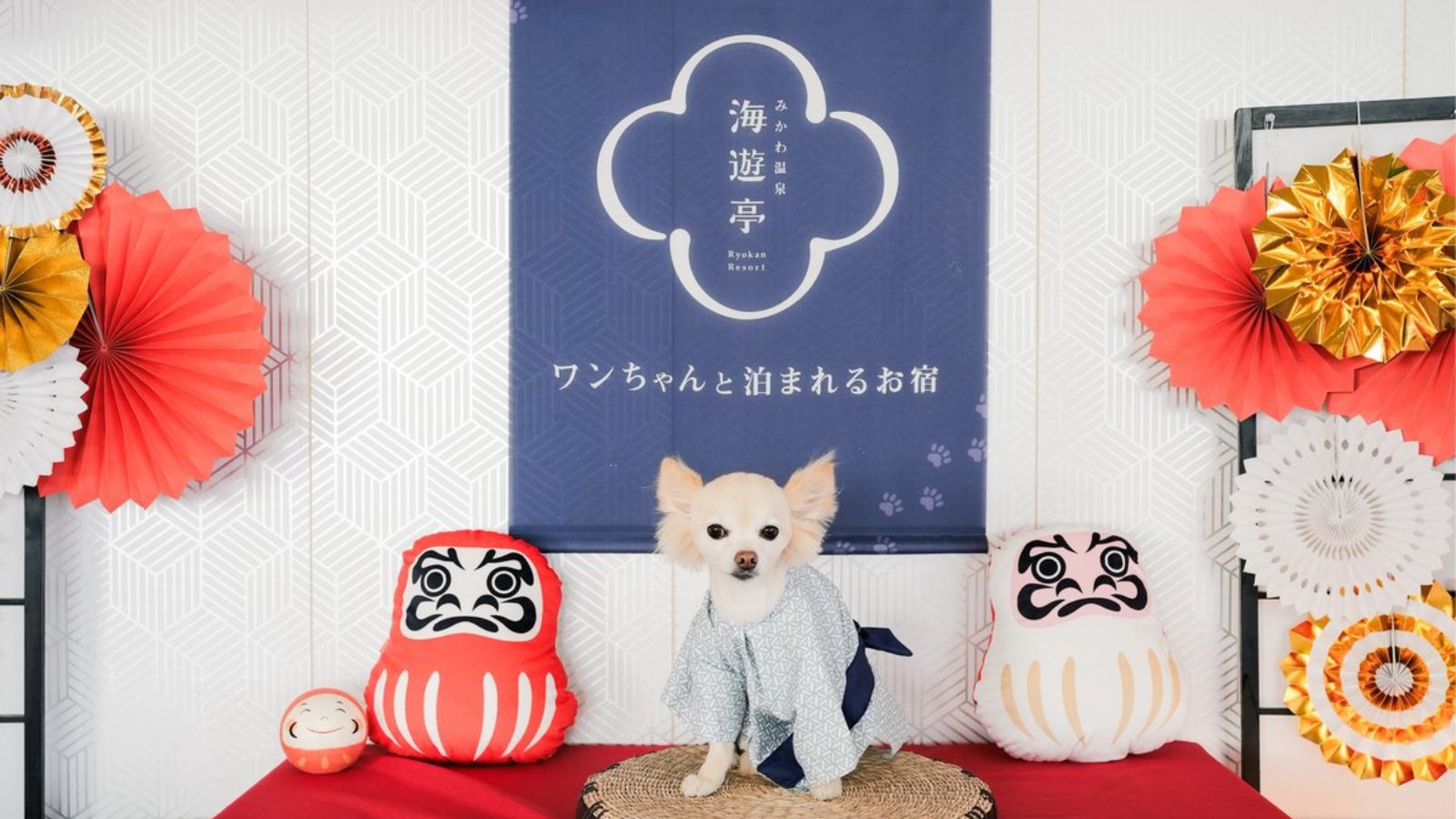 愛犬との旅の思い出に館内フォトスポットで記念撮影はいかが？