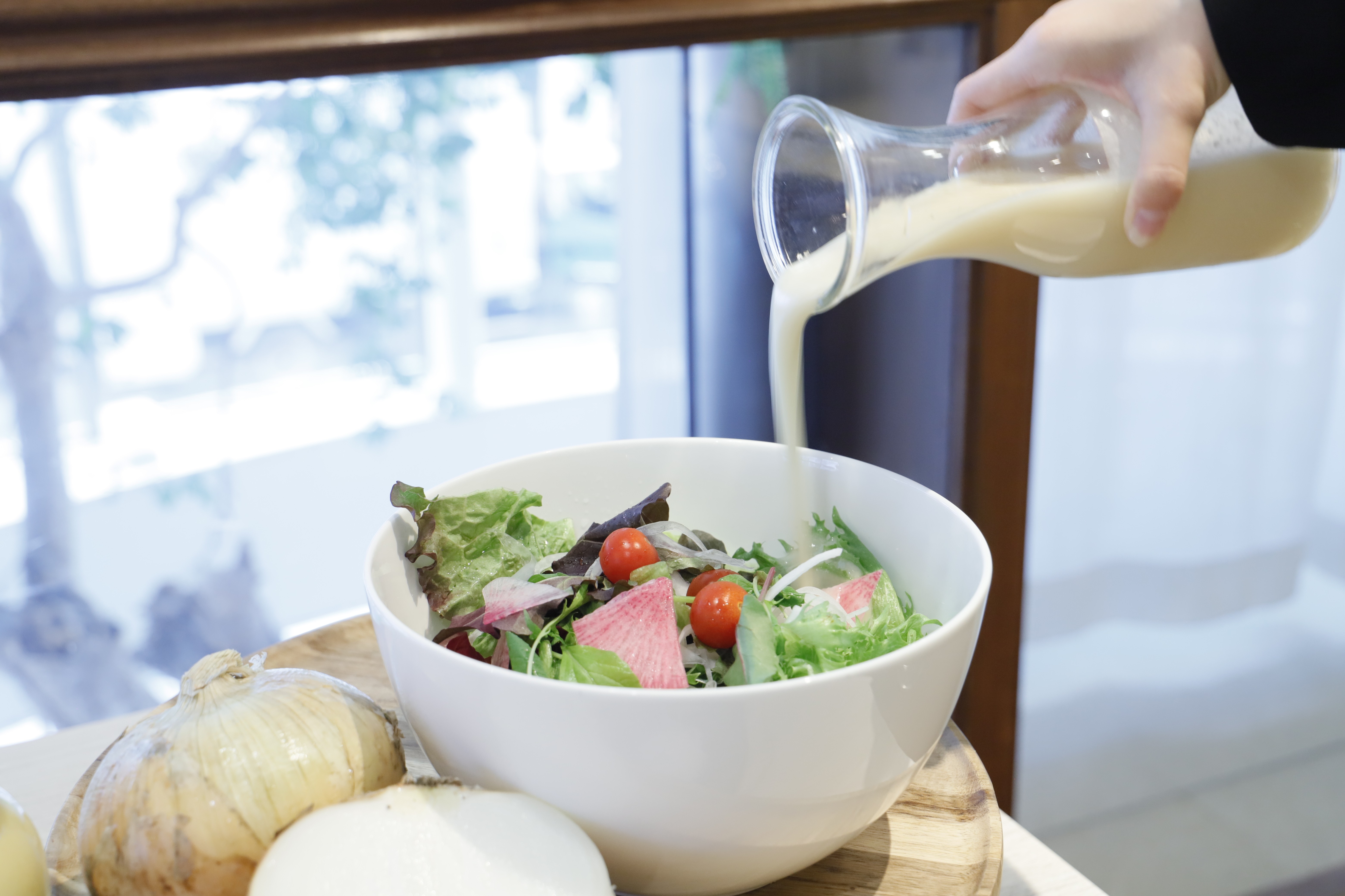 朝食ビュッフェ　自家製玉ねぎドレッシング