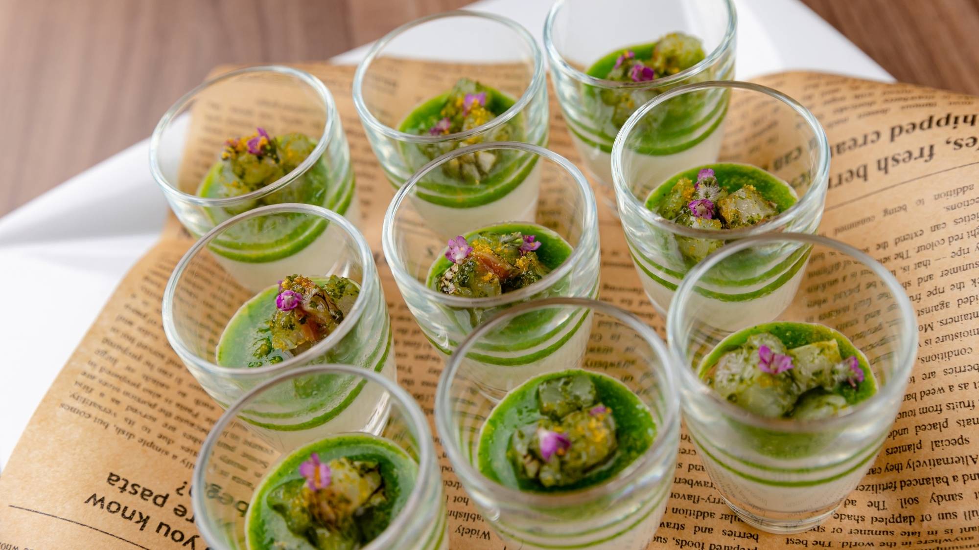 【春バイキング】玉ねぎのブラマンジェ 桜鯛のジェノベーゼ添えでフレンチを取り入れて