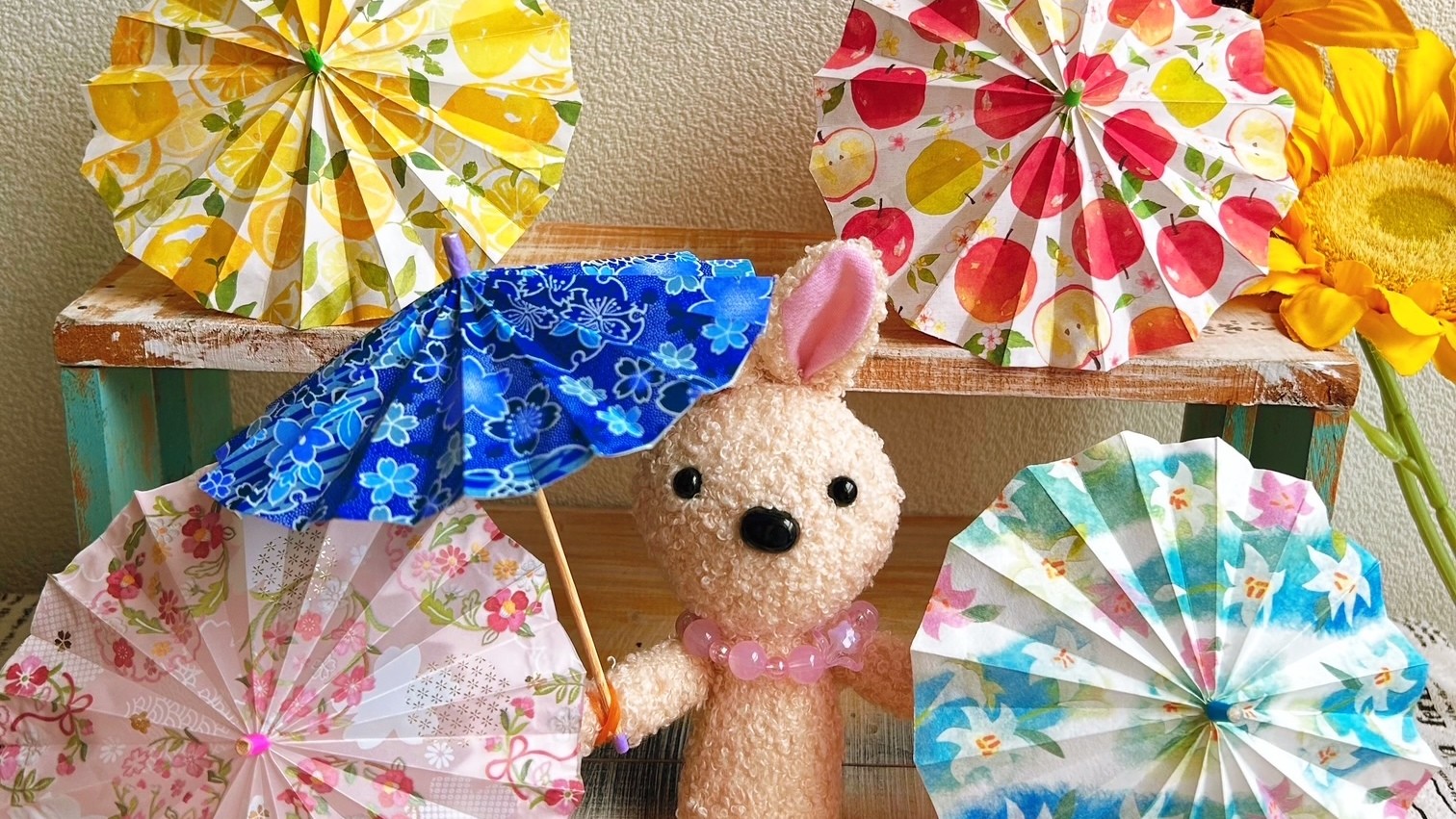 折り紙で作るミニ和傘づくり