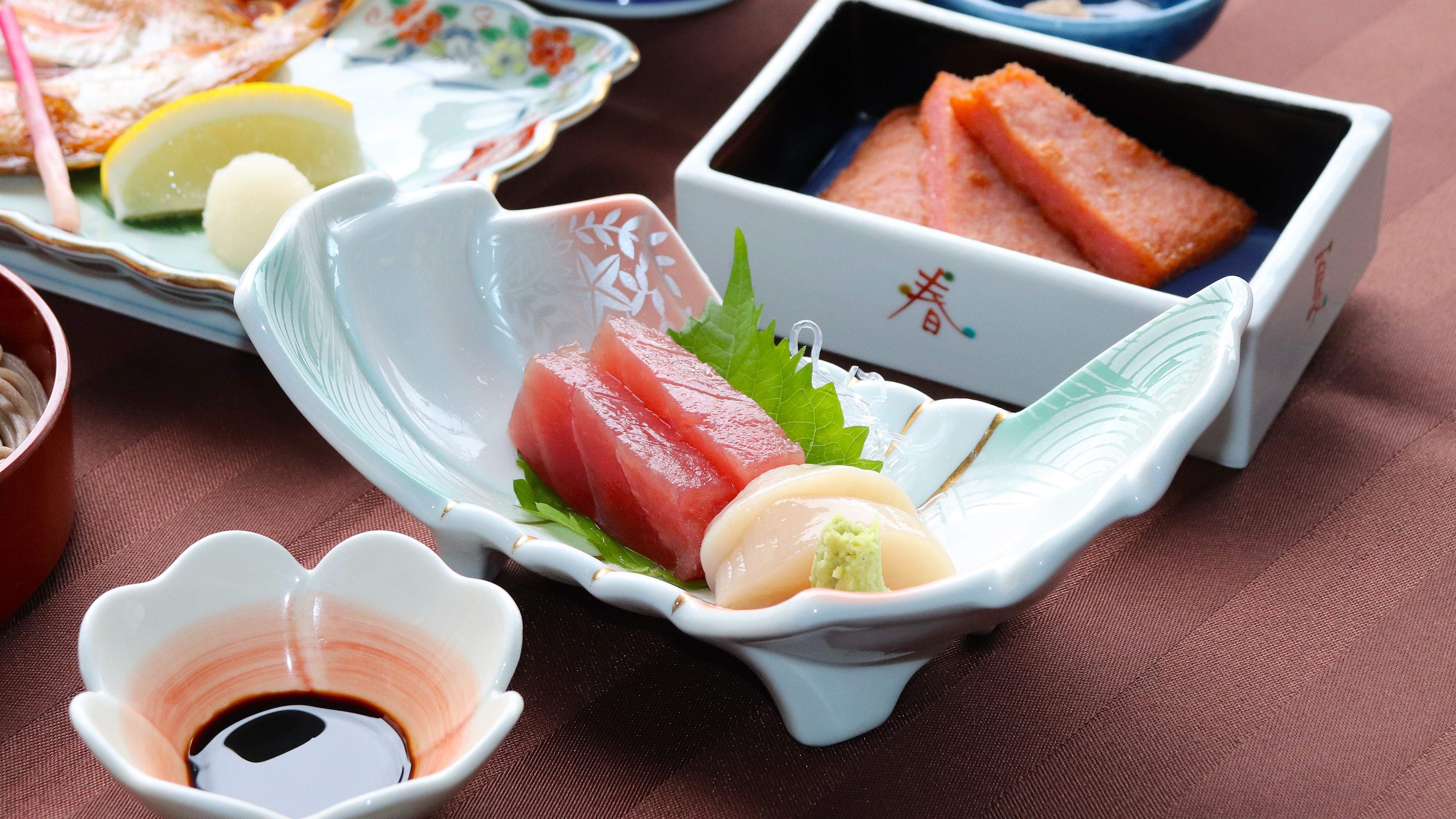 【夕食】「神話御膳」お造り盛り合わせ♪