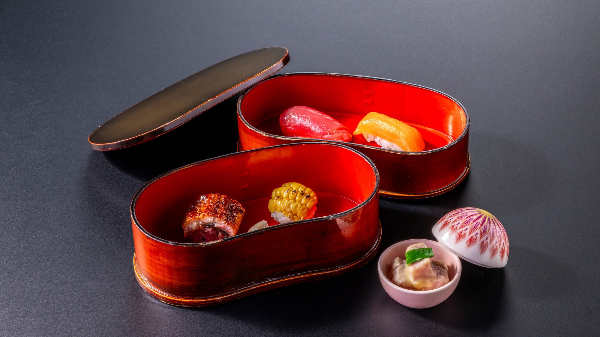 【夏の篝火膳】お造り・凌ぎは、日本近海産生本マグロ尽くし。