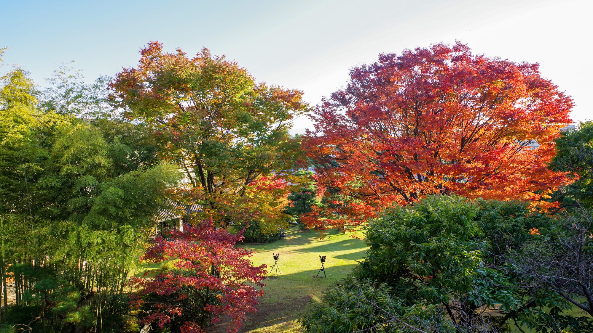 庭園を散策しながら秋の紅葉狩り